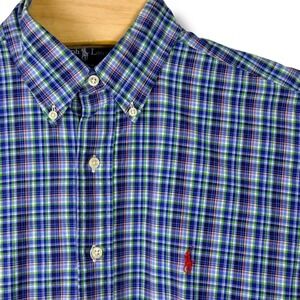 Vintage Ralph Lauren Button Down Shirt Men 16 Large Multicolor Plaid Classic Fit